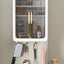 Wall Mounted Storage Cabinet with Transparent Sliding Door & Hooks – Dustproof Organizer for Bathroom, Kitchen & Bedroom