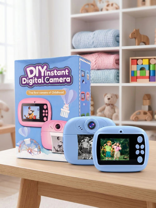 Kids Instant Print Camera – DIY Photo & Video Toy with Ink-Free Printing, Rechargeable & Creative Drawing Fun