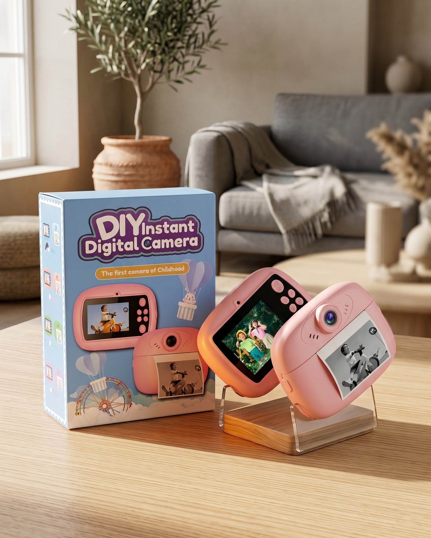Kids Instant Print Camera – DIY Photo & Video Toy with Ink-Free Printing, Rechargeable & Creative Drawing Fun