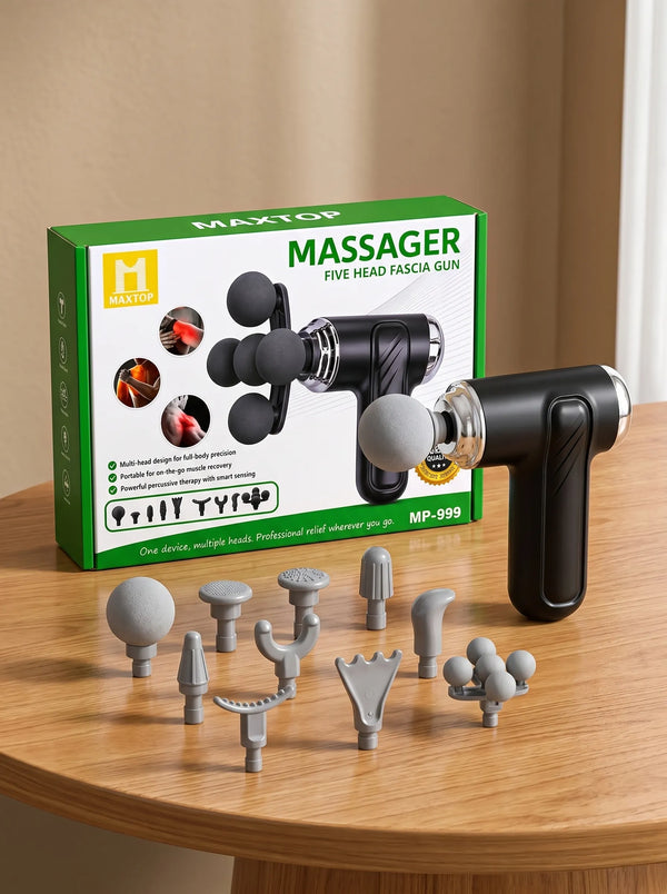 MAXTOP MP-999 Massage Gun - 9 Interchangeable Heads, Deep Tissue Fascia Gun for Full Body Muscle Recovery