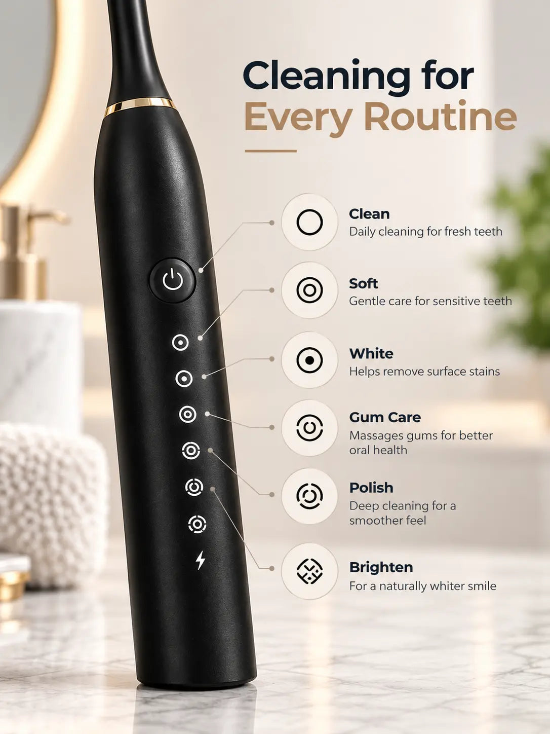 Sonic Electric Toothbrush with Multiple Cleaning Modes