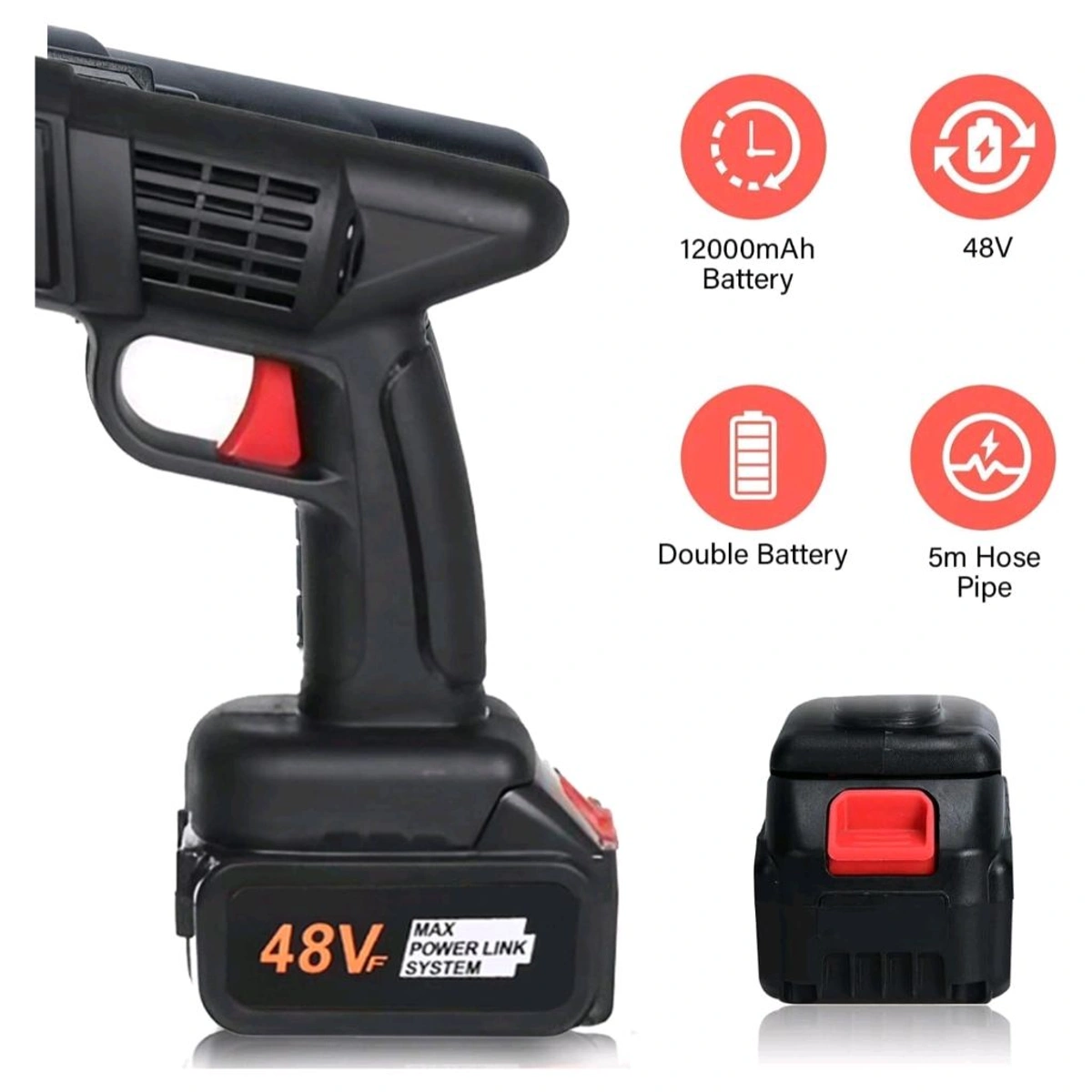 ALF Cordless High-Pressure Car Washer Gun Kit- Portable Rechargeable Electric Cleaning Tool with Water Gun, Foam Cannon, 2 Batteries