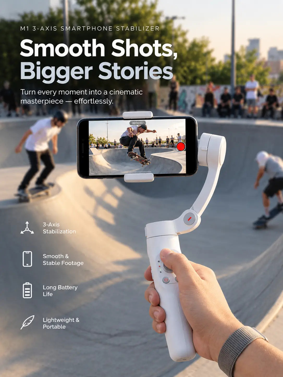M1 3-Axis Smartphone Gimbal Stabilizer – Smooth & Stable Video