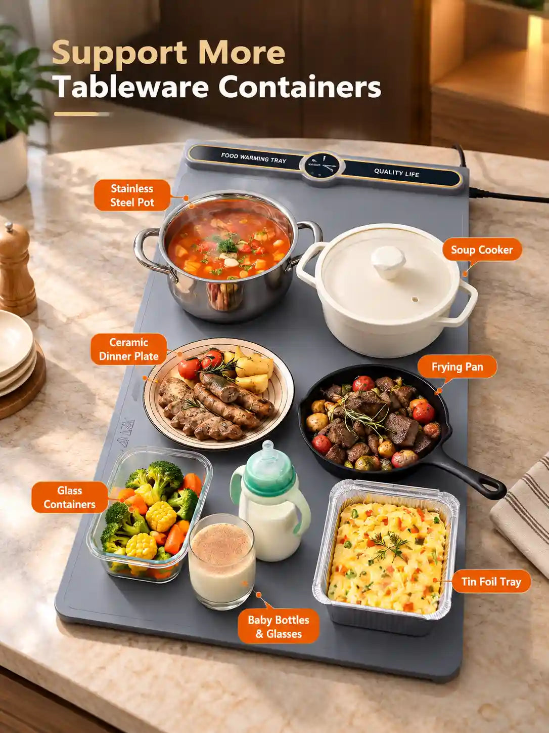 Flexible Electric Food Warming Tray with Digital Temperature Control