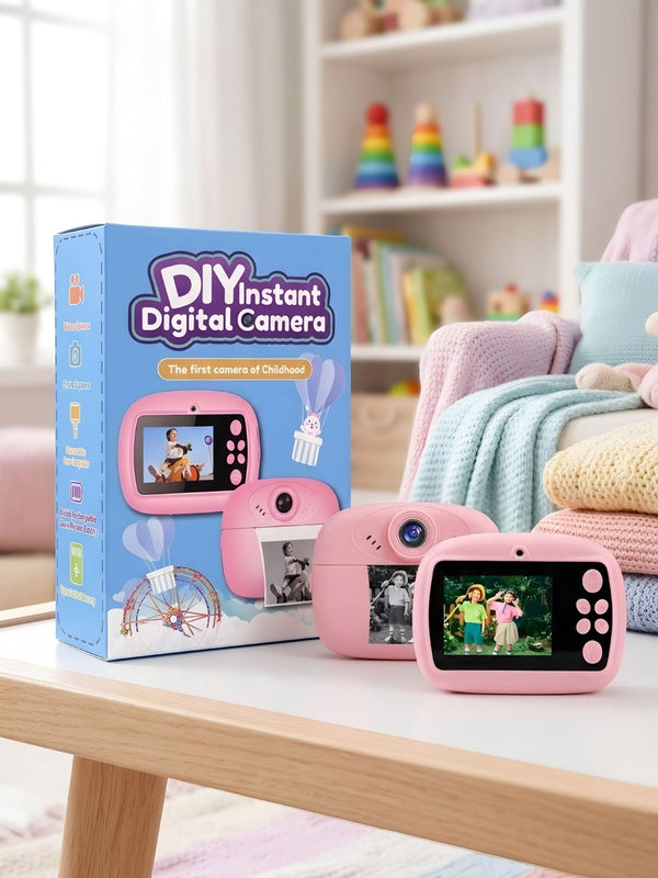 Kids Instant Print Camera – DIY Photo & Video Toy with Ink-Free Printing, Rechargeable & Creative Drawing Fun